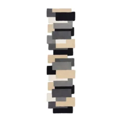 Abstrakt Läufer - Stracto Collage Schwarz Beige - 60x230cm