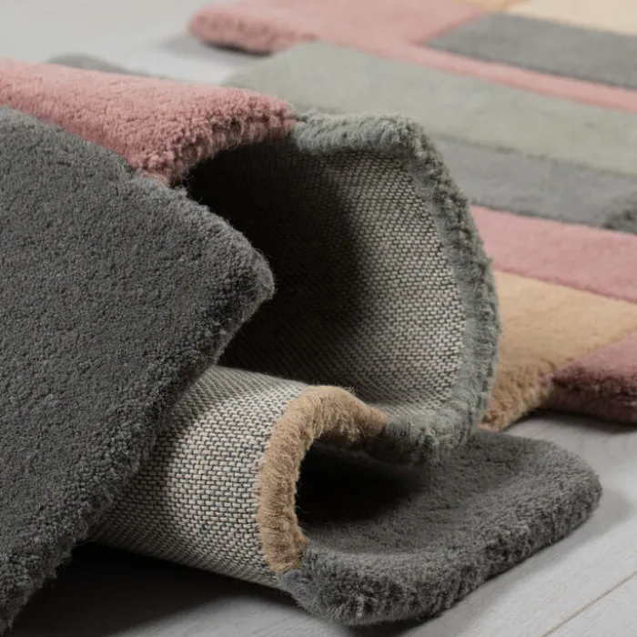 Abstrakt Teppich - Stracto Collage Rosa Beige