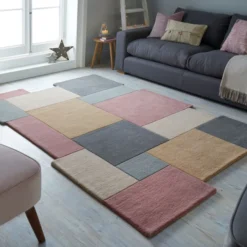 Abstrakt Teppich - Stracto Collage Rosa Beige