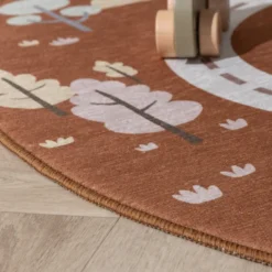 Auto Spielteppich Rund - Rocky Ride Terracotta