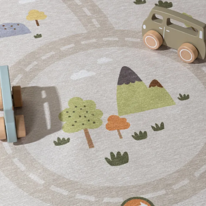 Auto Spielteppich Rund - Rocky Ride Grau