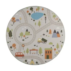 Auto Spielteppich Rund - Rocky Ride Grau