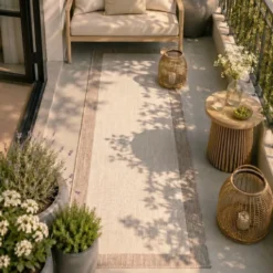 Balkonteppich - Sierra Border Creme Beige