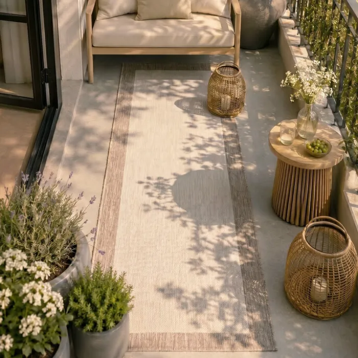 Balkonteppich - Sierra Border Creme Beige