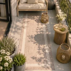 Balkonteppich - Sierra Border Beige Creme