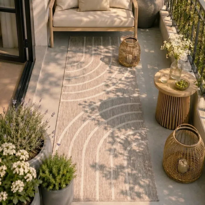 Balkonteppich - Sierra Curves Beige Creme