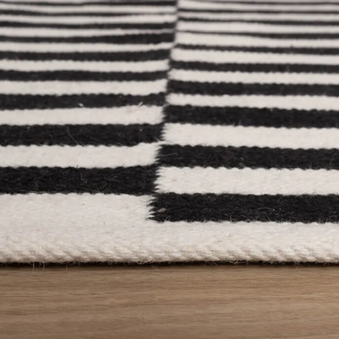 Baumwollteppich - Dazzle Blocks Schwarz Weiß