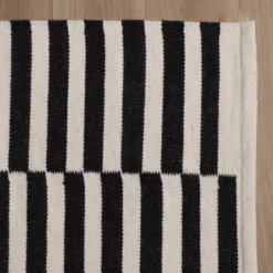 Baumwollteppich - Dazzle Blocks Schwarz Weiß