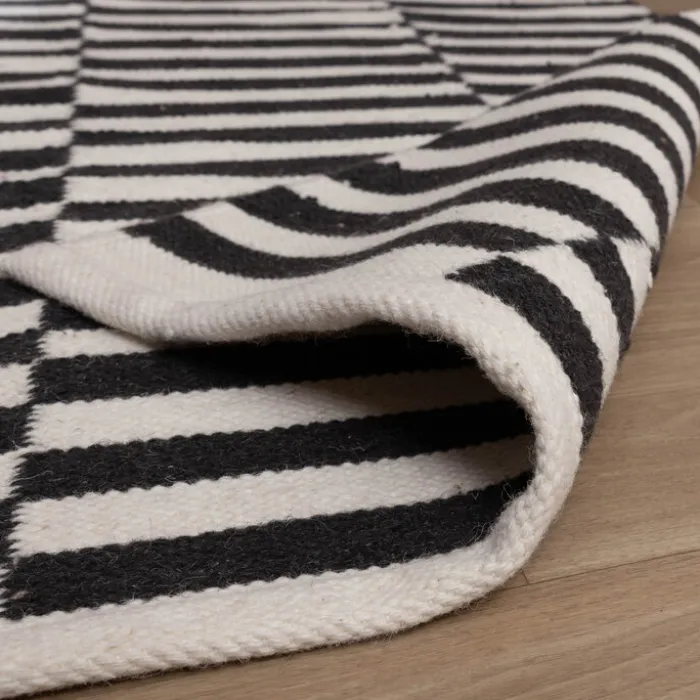 Baumwollteppich - Dazzle Blocks Schwarz Weiß