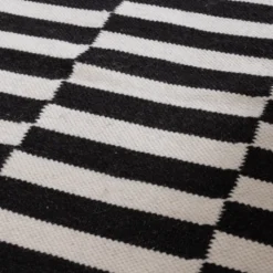 Baumwollteppich - Dazzle Blocks Schwarz Weiß