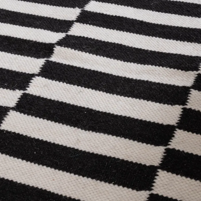 Baumwollteppich - Dazzle Blocks Schwarz Weiß