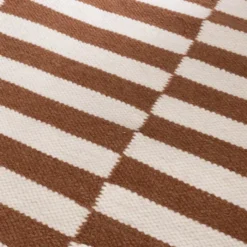 Baumwollteppich - Dazzle Blocks Braun Weiß