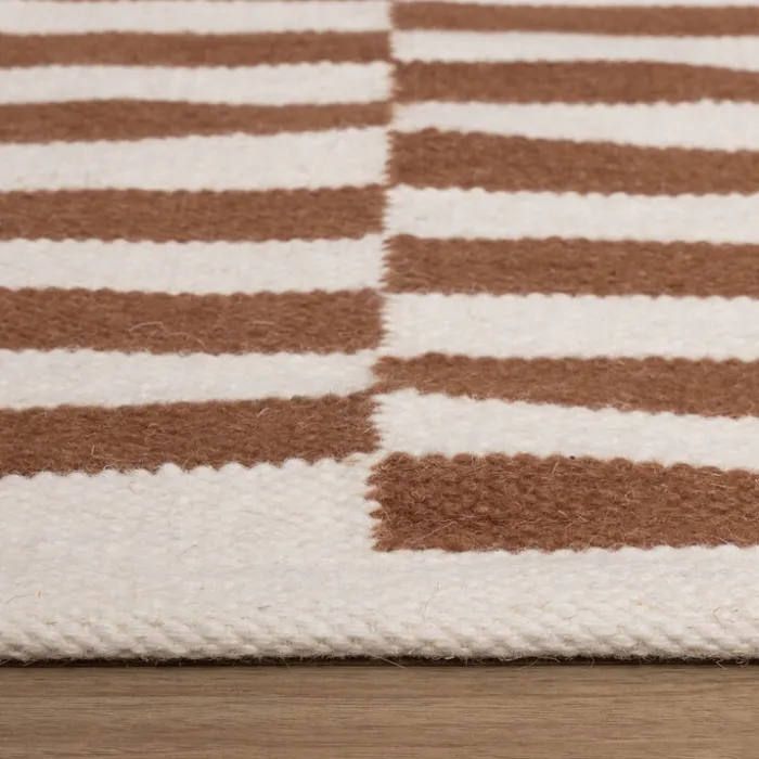 Baumwollteppich - Dazzle Blocks Braun Weiß