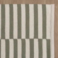 Baumwollteppich - Dazzle Blocks Grün Weiß