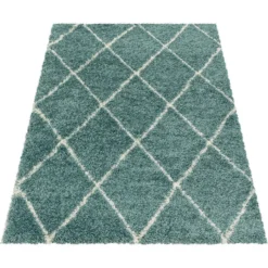 Berberteppich - Agadir Lines Blau Creme