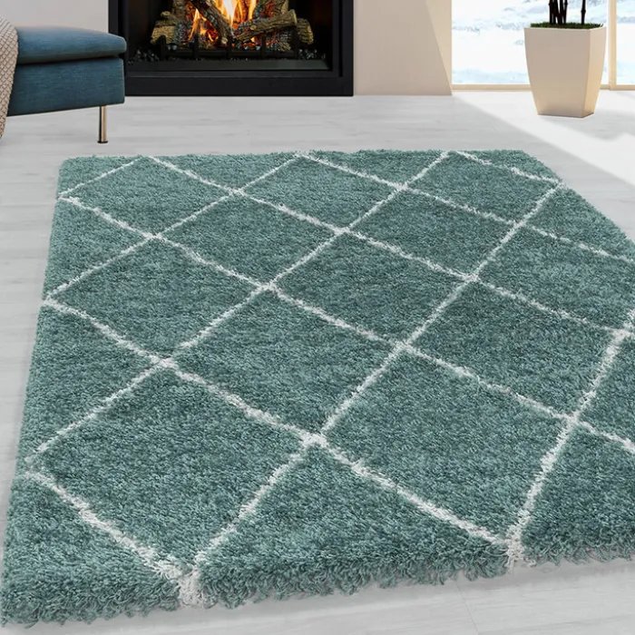 Berberteppich - Agadir Lines Blau Creme