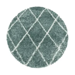 Berberteppich Rund - Agadir Lines Blau Creme
