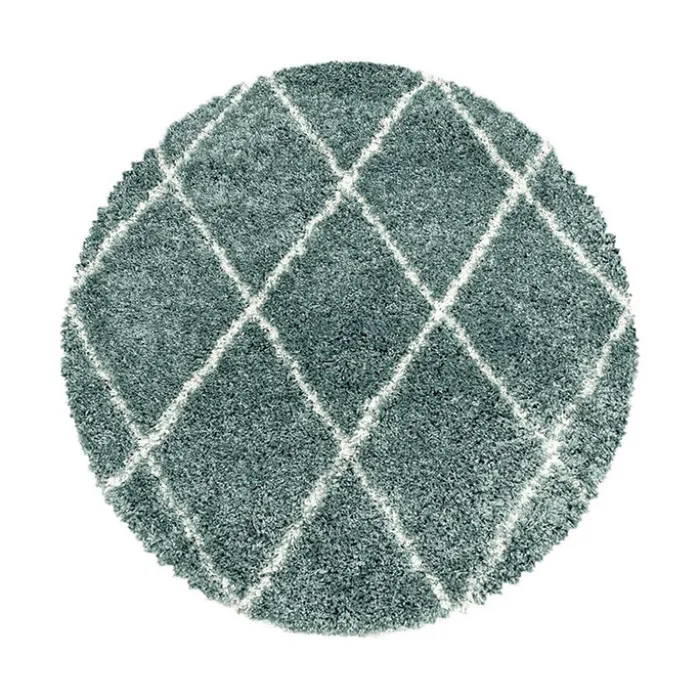 Berberteppich Rund - Agadir Lines Blau Creme