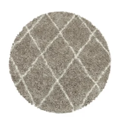 Berberteppich Rund - Agadir Lines Beige Creme