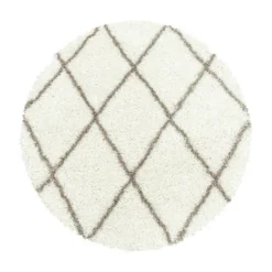 Berberteppich Rund - Agadir Lines Creme Beige