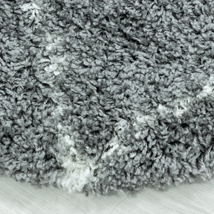 Berberteppich Rund - Agadir Lines Grau Creme