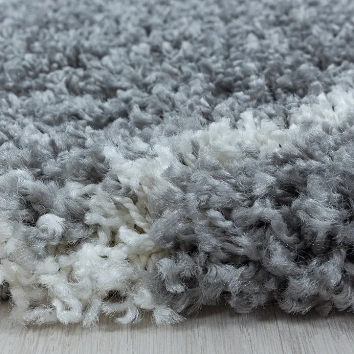 Berberteppich Rund - Agadir Lines Grau Creme
