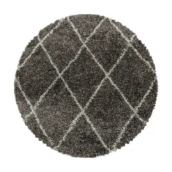 Berberteppich Rund - Agadir Lines Taupe Creme