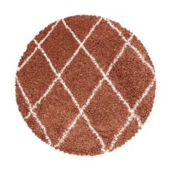 Berberteppich Rund - Agadir Lines Terracota Creme
