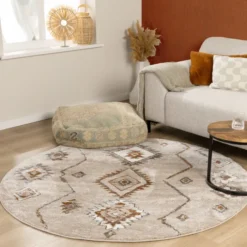 Berberteppich Rund - Blend Aztec Beige