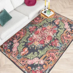 Blumen Teppich - Estate Rosen Kelim Gold