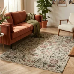 Blumen Teppich - Rosie Beige