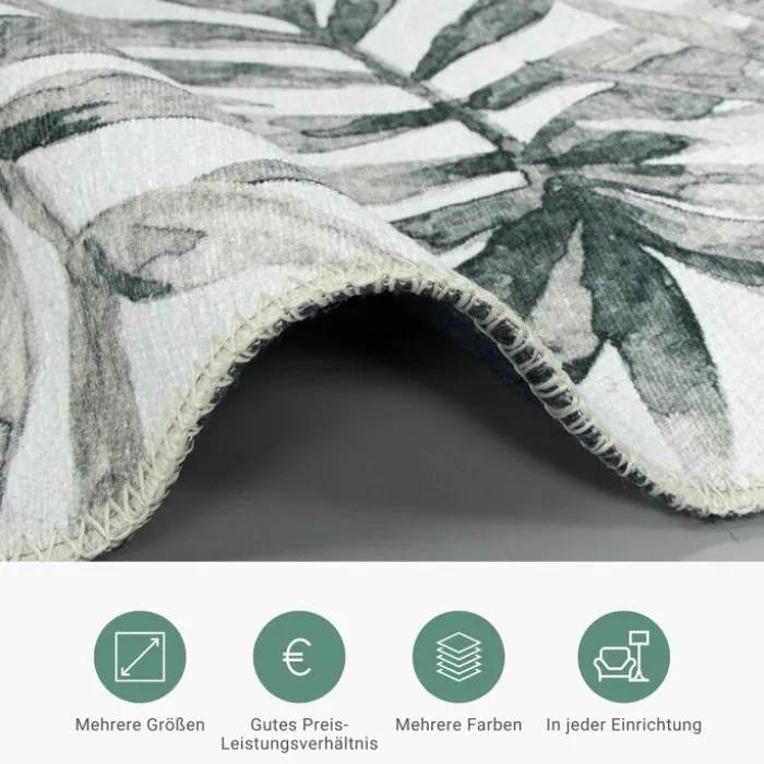 Boho Teppich - Palmier Blätter Grau