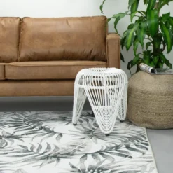 Boho Teppich - Palmier Blätter Grau