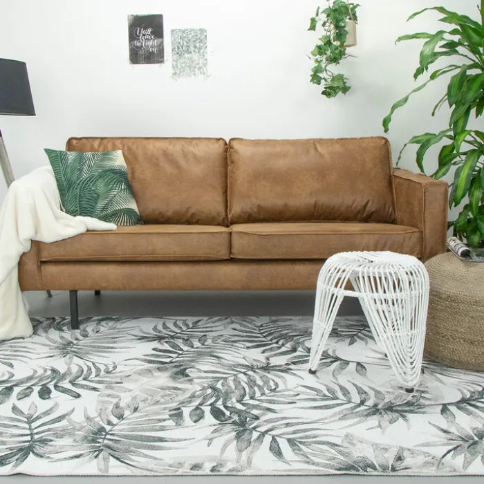Boho Teppich - Palmier Blätter Grau