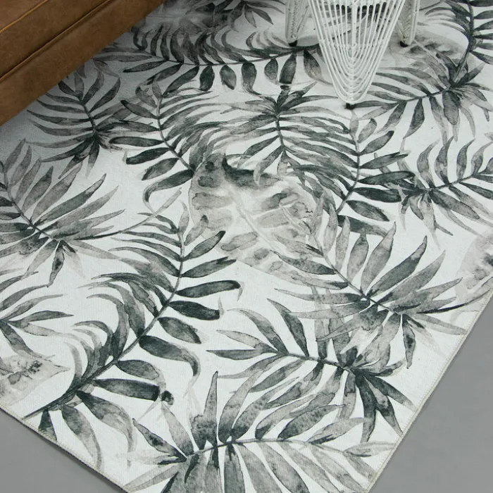 Boho Teppich - Palmier Blätter Grau