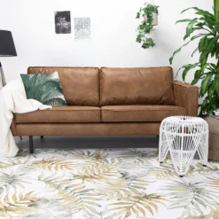 Boho Teppich - Palmier Blätter Naturel