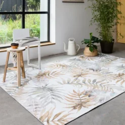 Boho Teppich - Palmier Blätter Naturel
