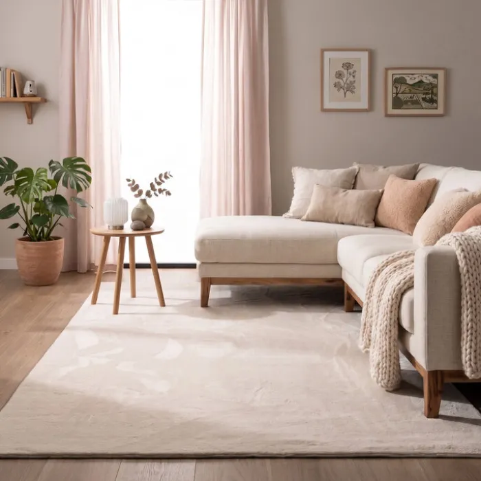 Flauschiger Teppich - Cozy Creme