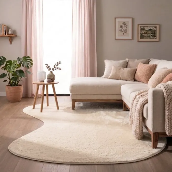 Flauschiger Teppich - Cozy Ripple Creme