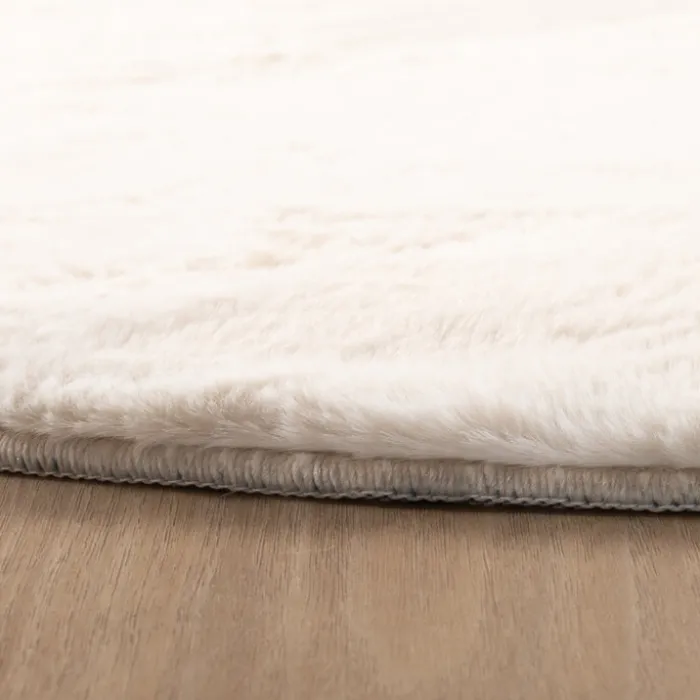 Flauschiger Teppich Oval - Cozy Creme