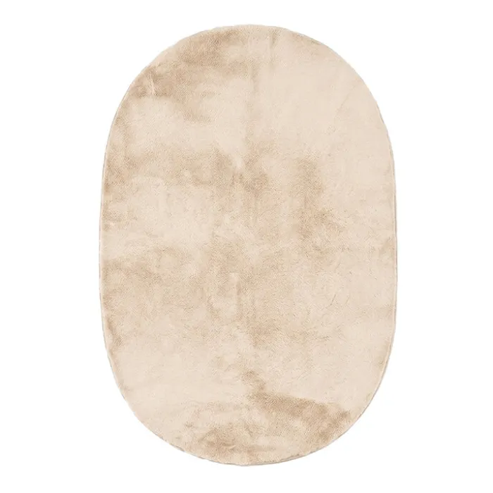 Flauschiger Teppich Oval - Cozy Creme