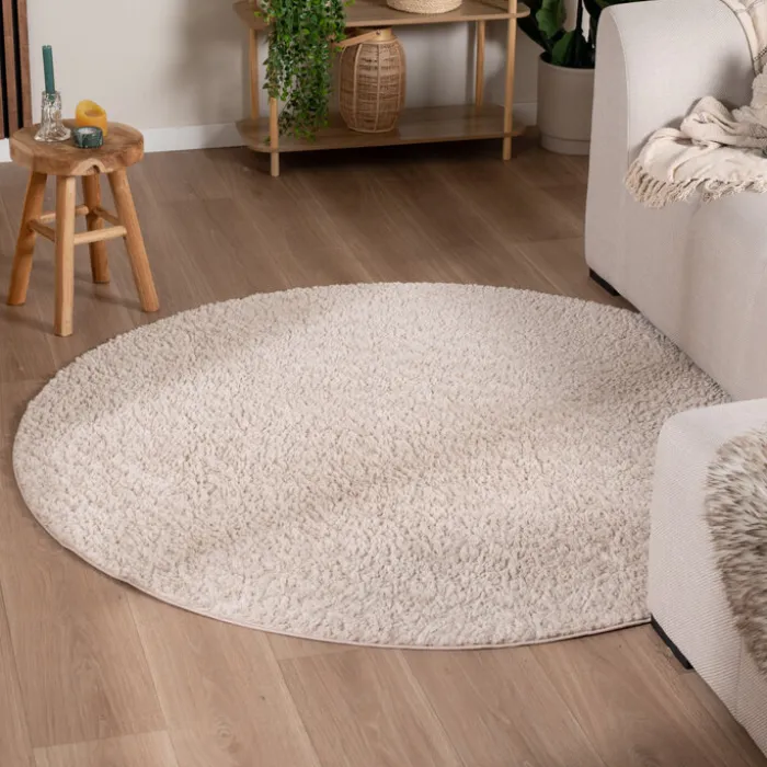 Flauschiger Teppich Rund - Bobby Creme