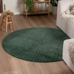 Flauschiger Teppich Rund - Bobby Grün