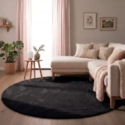 Flauschiger Teppich Rund - Cozy Schwarz