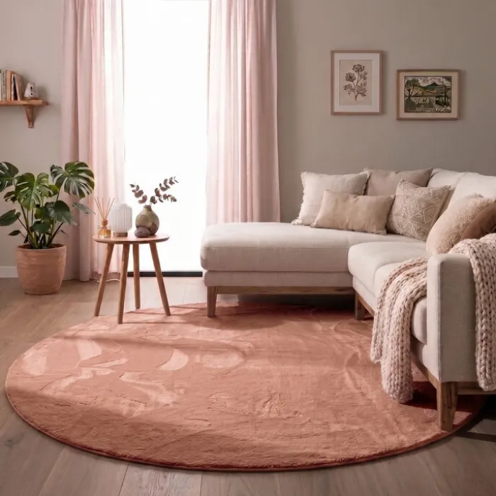 Flauschiger Teppich Rund - Cozy Rosa