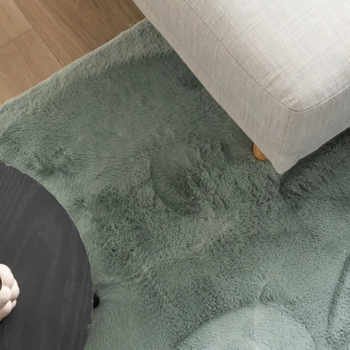 Flauschiger Teppich Rund - Cozy Grün