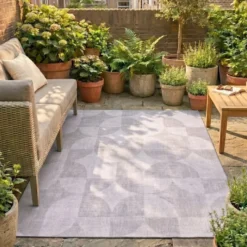 Gartenteppich Abstrakt - Groovy Tiles Grau