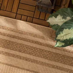 Garten Teppich Jute - Mavi Border Creme Braun