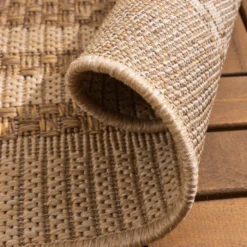 Garten Teppich Jute - Mavi Border Creme Braun