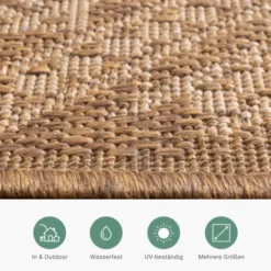 Garten Teppich Jute - Mavi Medaillon Creme Braun